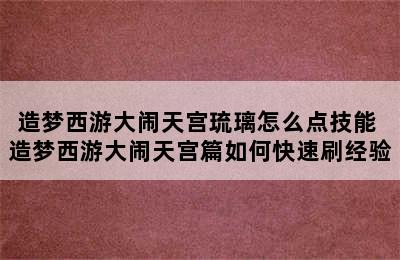 造梦西游大闹天宫琉璃怎么点技能 造梦西游大闹天宫篇如何快速刷经验